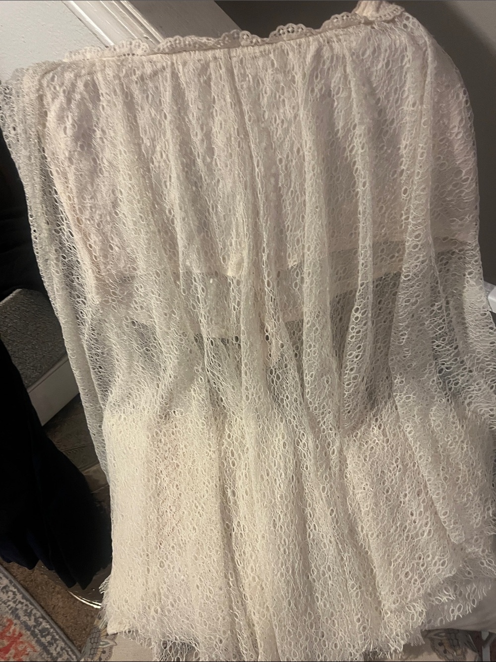 Free people Sheer Lace wide leg cropped gaucho pants in Ivory